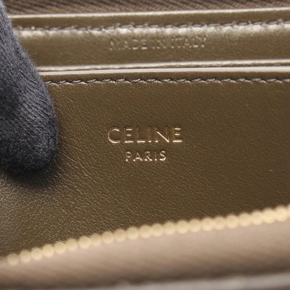 Celine Leather Wallet Zippered khaki Compact Case Wallet Coin Green - Picture 4 of 5
